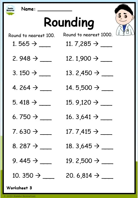 rounding worksheets 4th grade