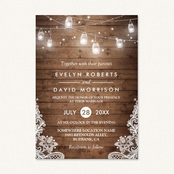 Rustic Wedding Invitations Country Theme With Barn Wood Florals Jars