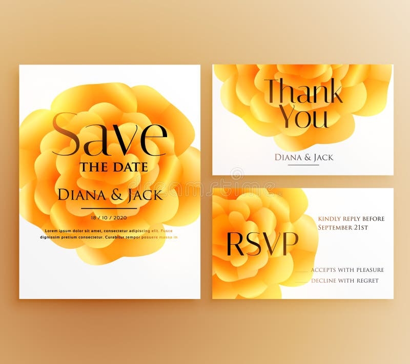 Save The Date Wedding Invitation Template Design With Bright Yellow