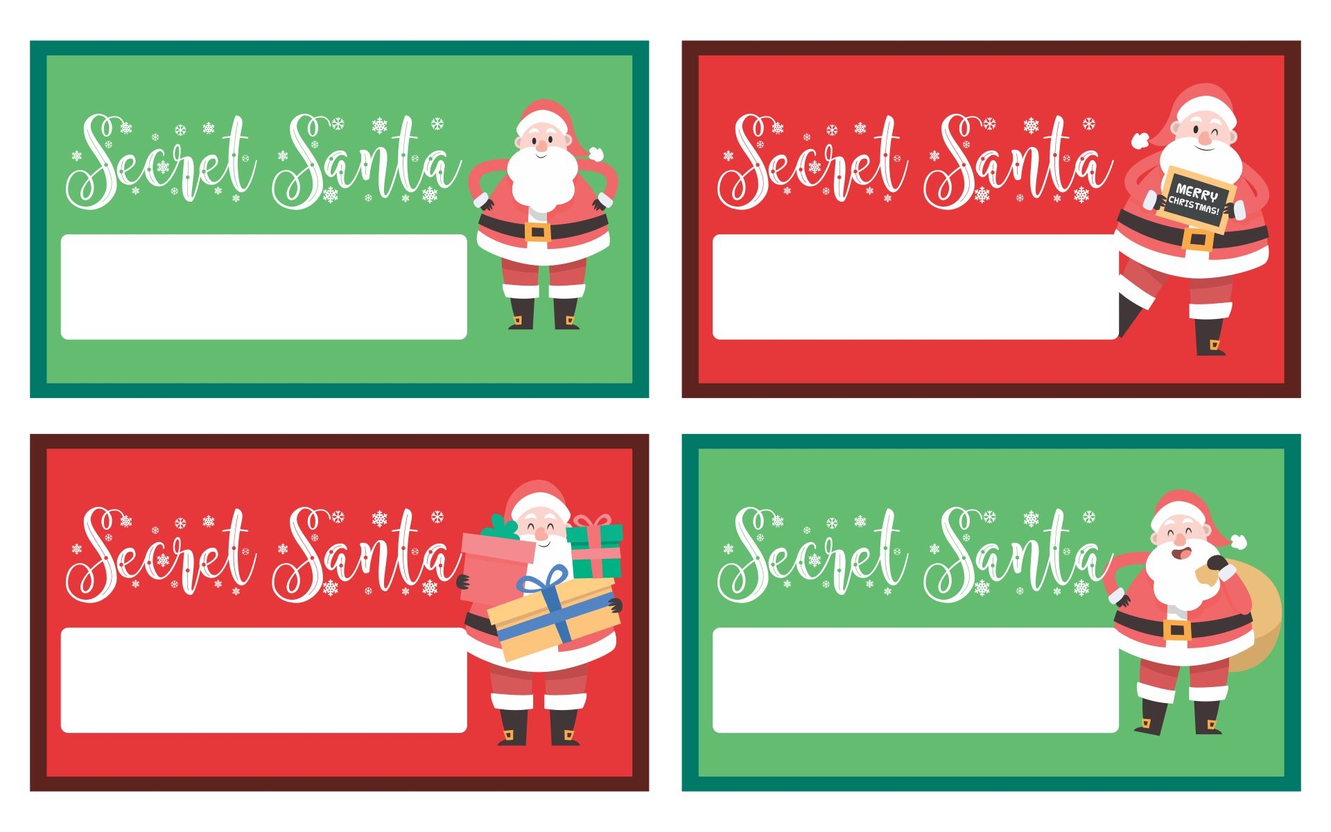 Secret Santa Cards 10 Free PDF Printables Printablee