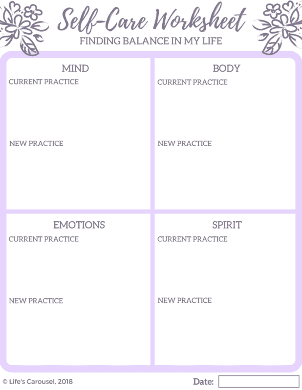 Self Care Worksheet Life 39 s Carousel