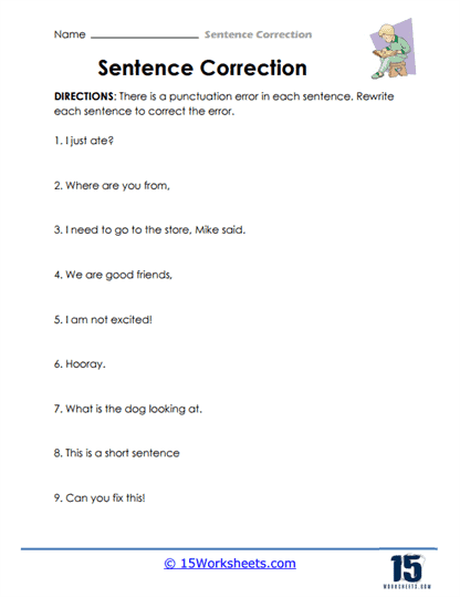sentence correction worksheets