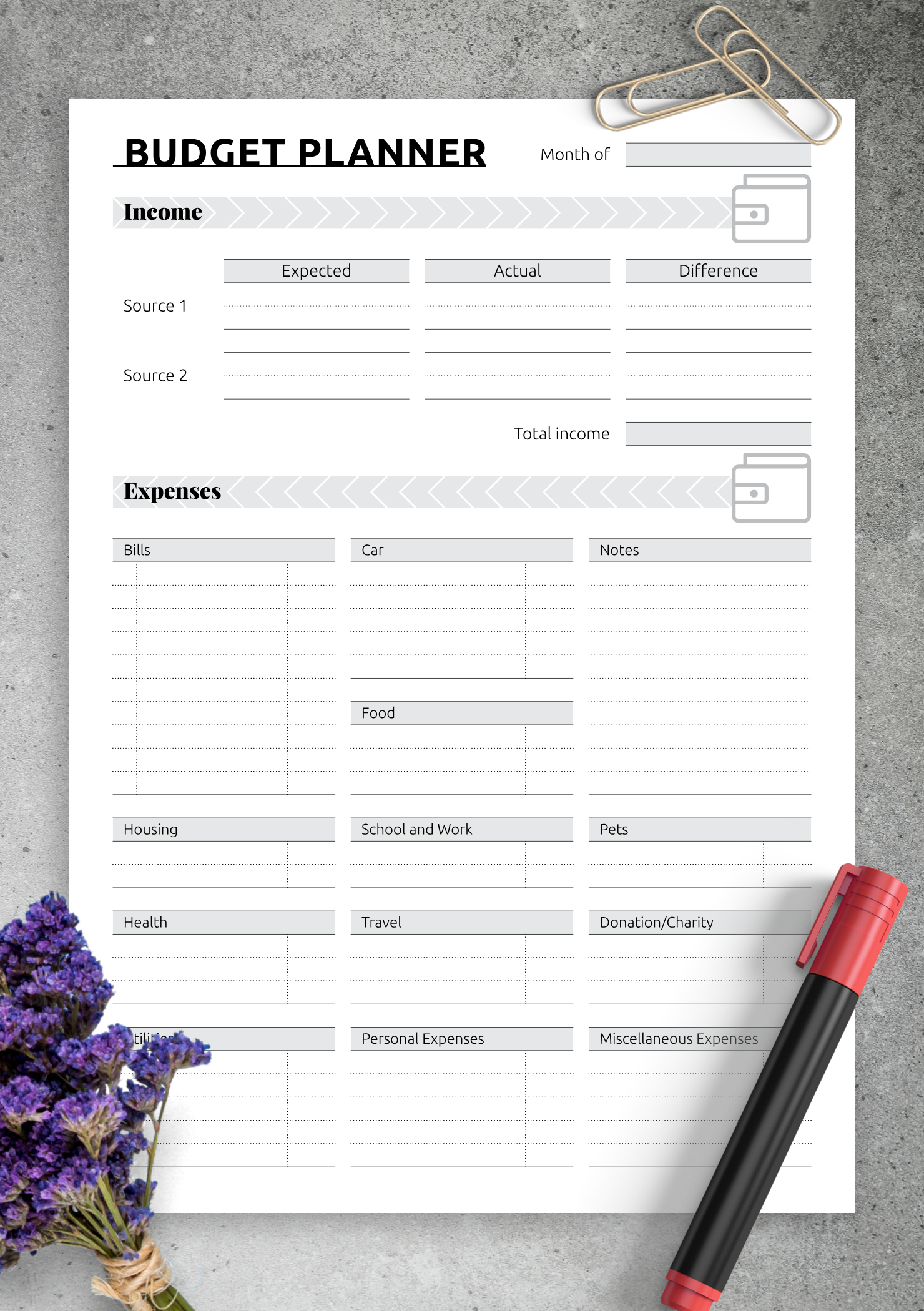 easy budget worksheet