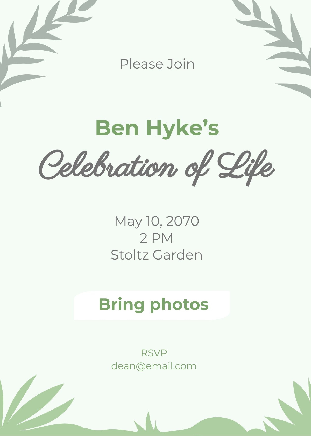 Simple Celebration Of Life Invitation Template In PSD Illustrator 