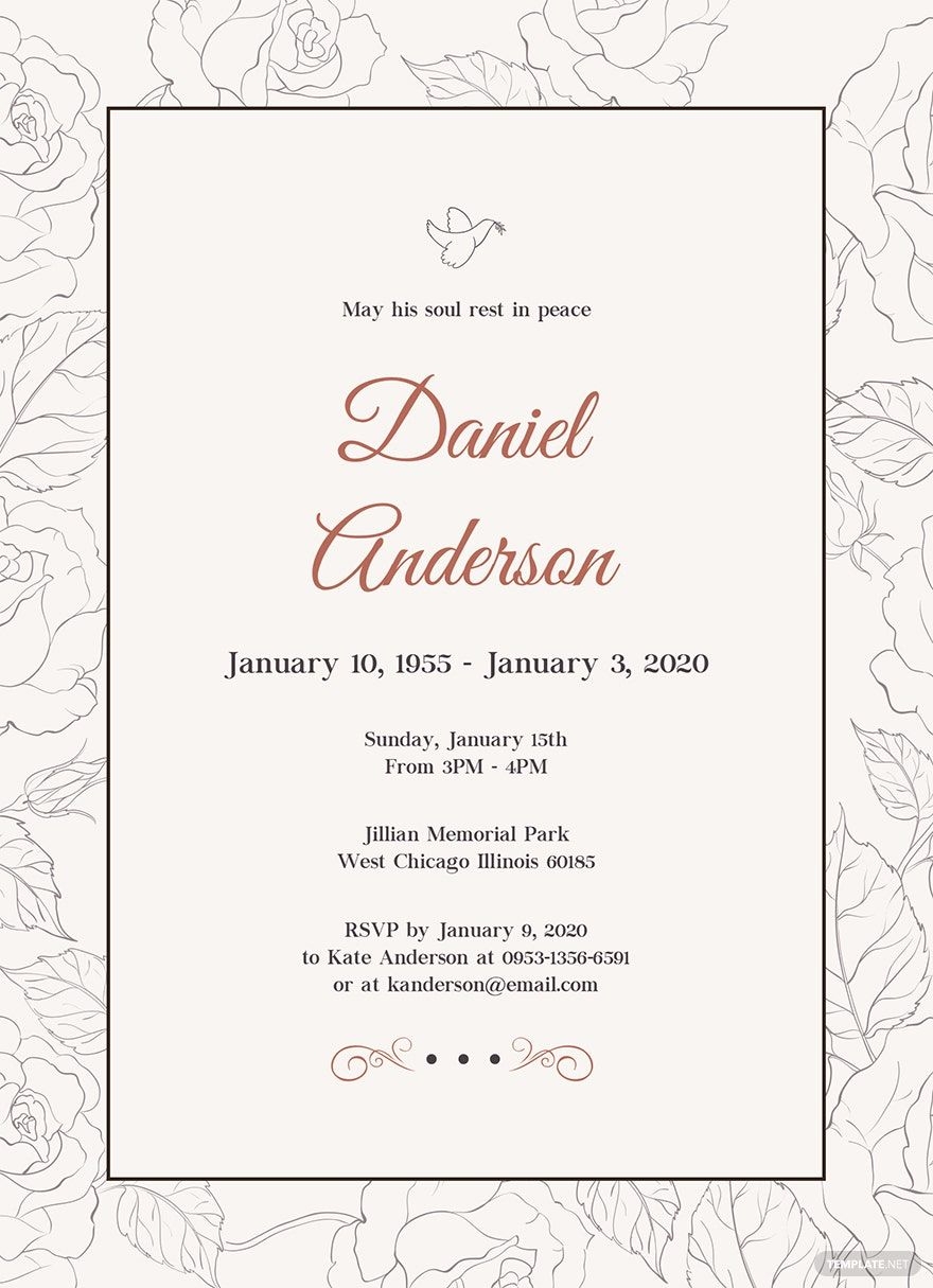 Simple Funeral Invitation Template In Photoshop Illustrator InDesign 