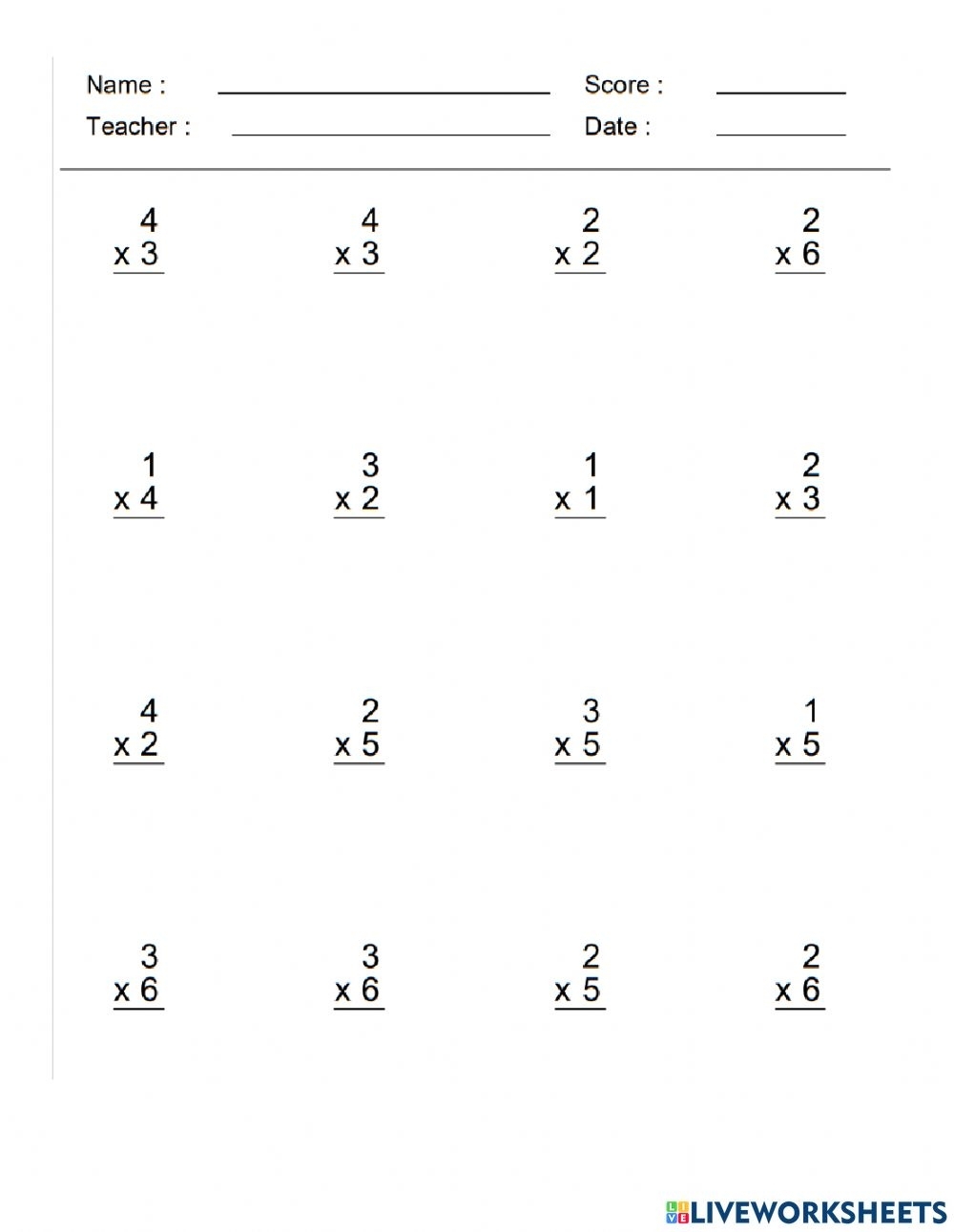 Simple Multiplication Worksheets Printable Worksheets