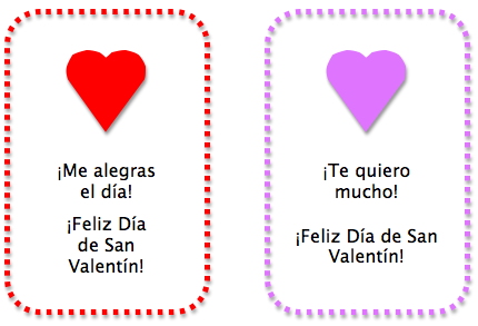 Simple Printable Spanish Valentine 39 s Day Cards Spanish Playground
