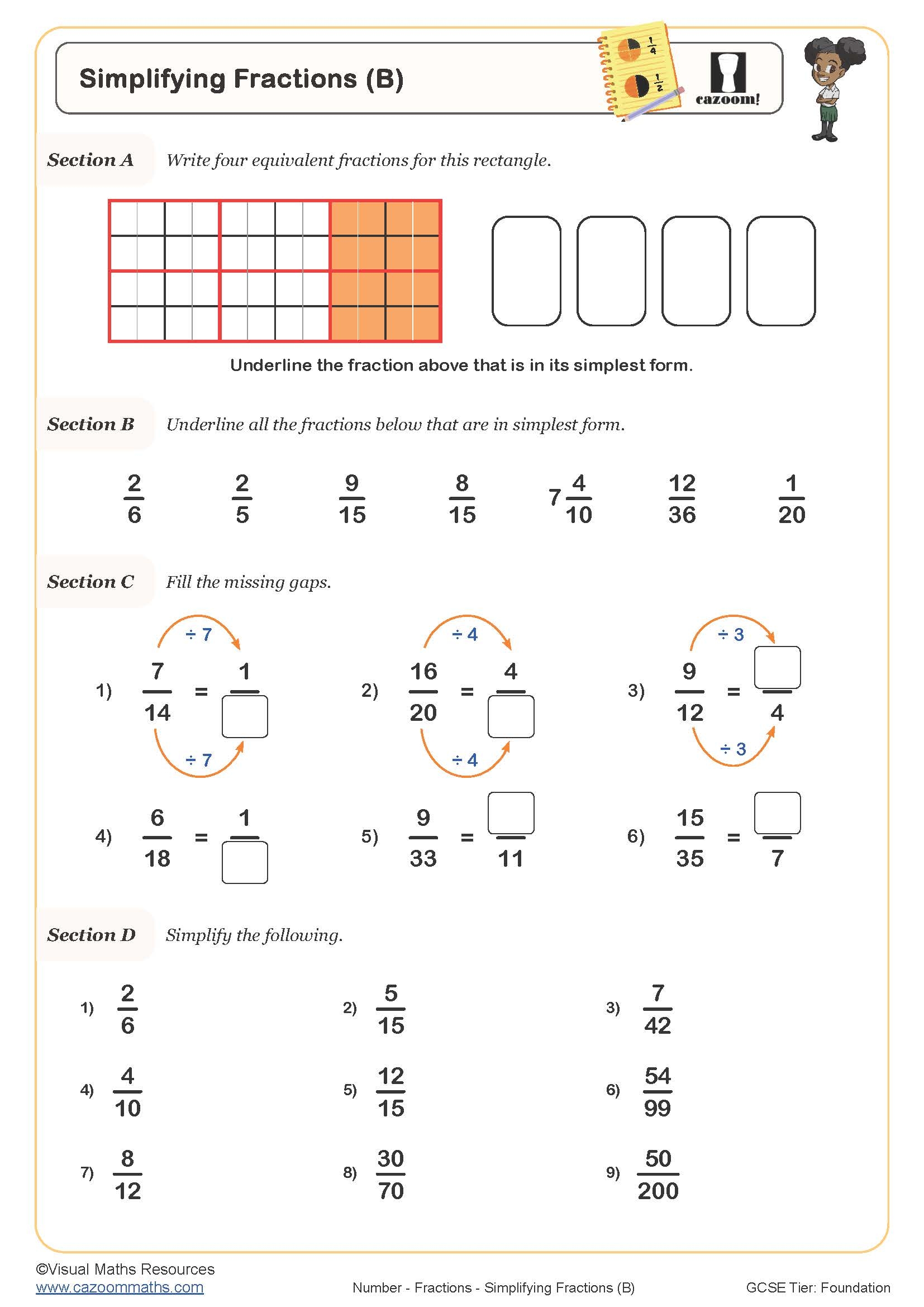 fractions worksheets with answers pdf