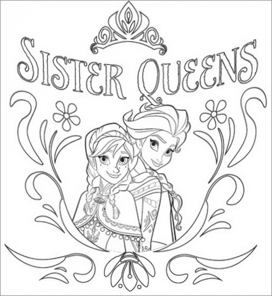 Sister Queens Frozen Coloring Page ColoringBay