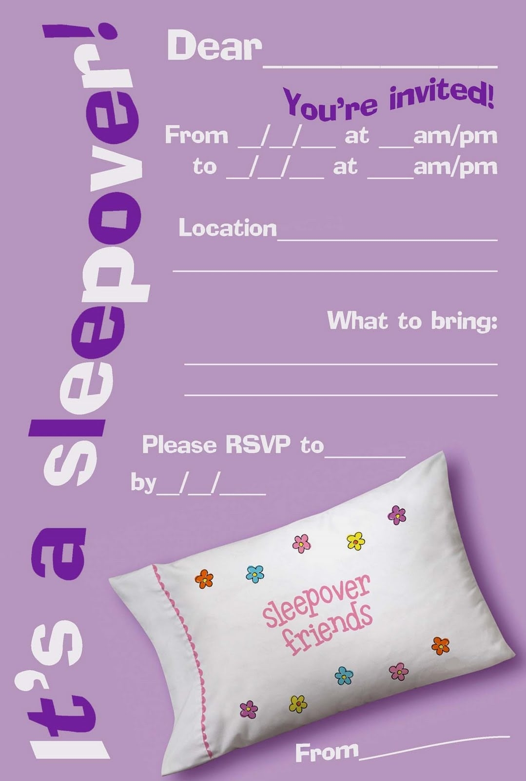 slumber party invitation templates