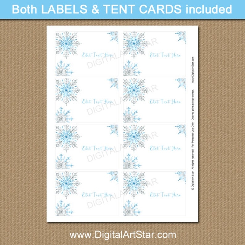 free printable snowflake place cards