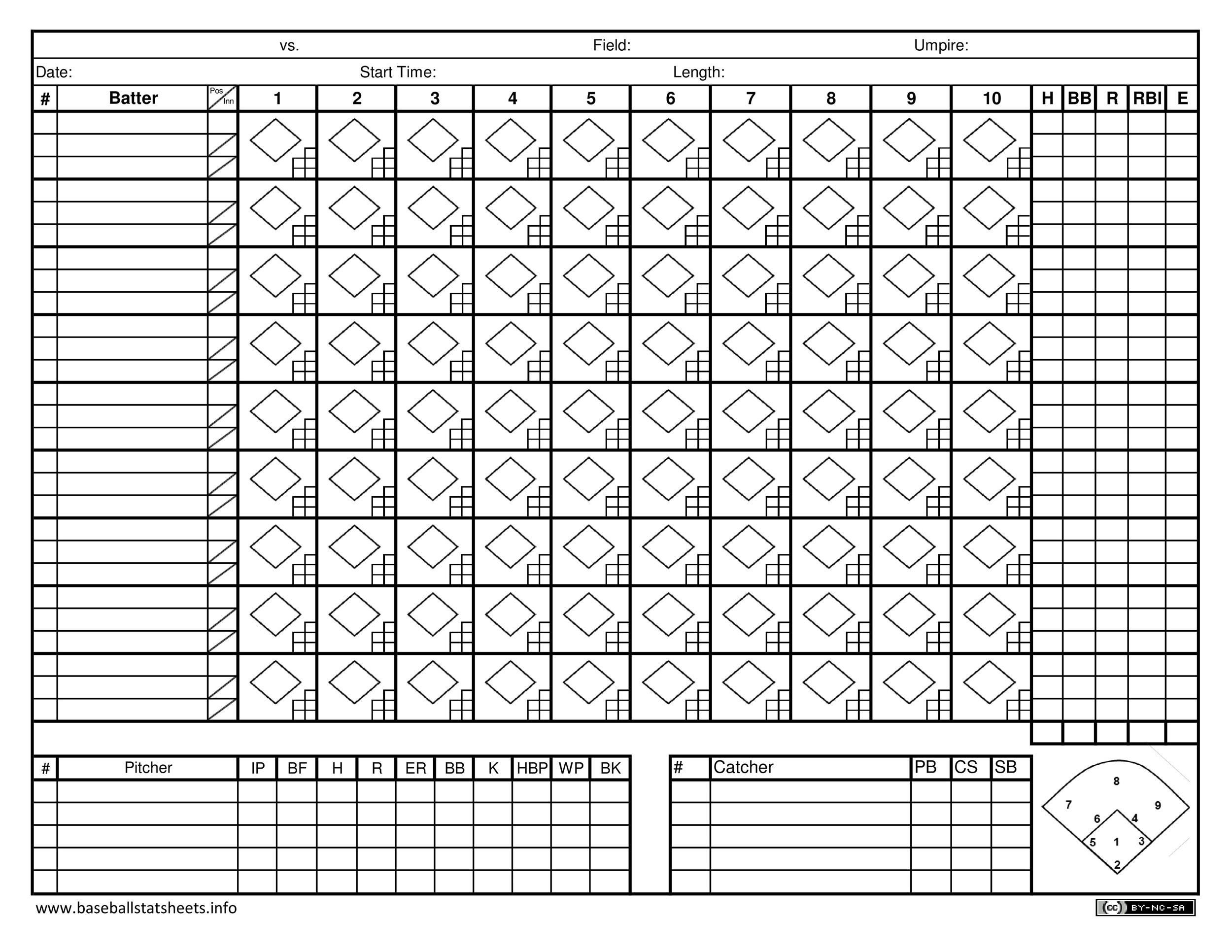 free printable softball score cards