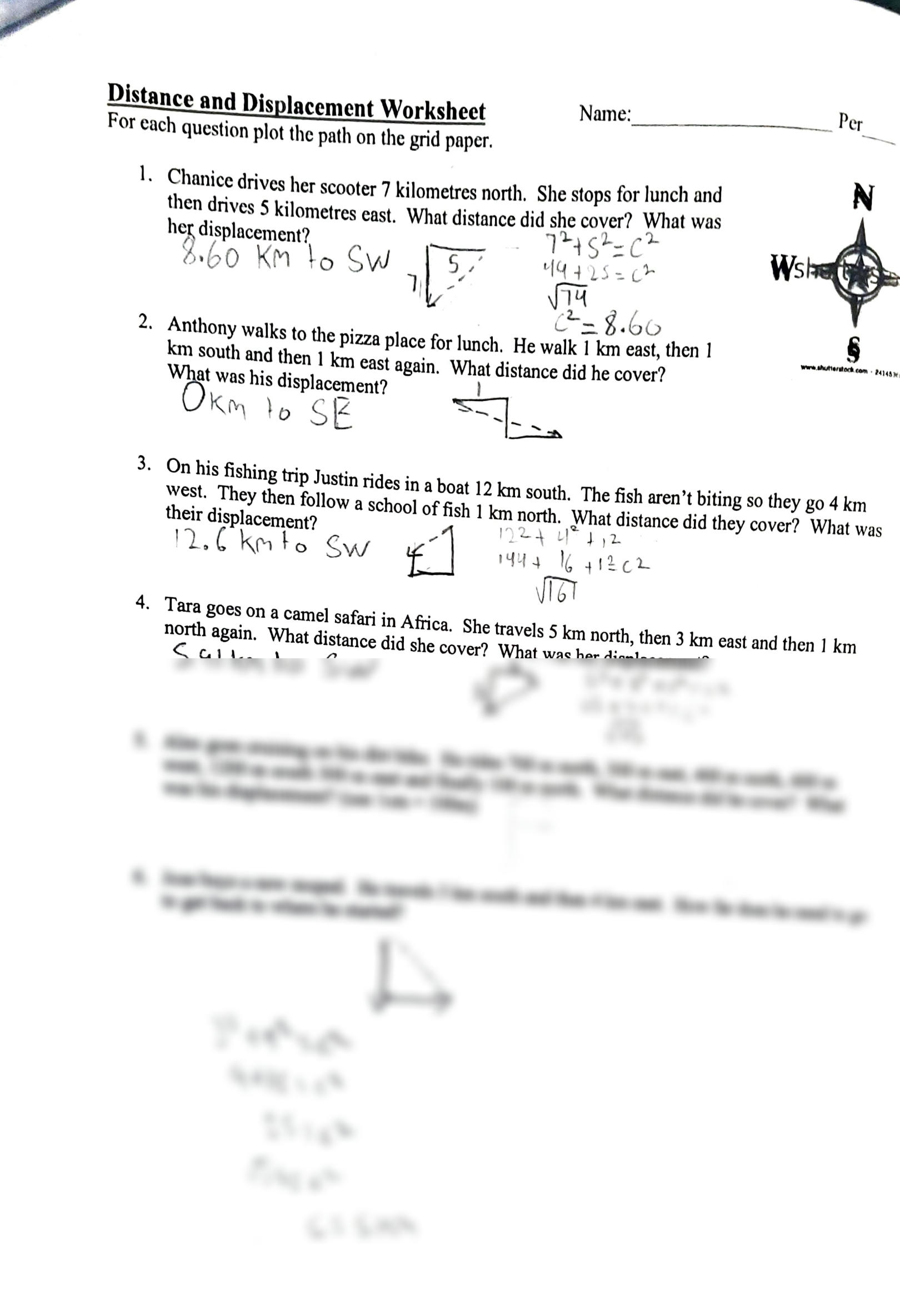 SOLUTION Distancr And Displacement Practice Studypool Worksheets 