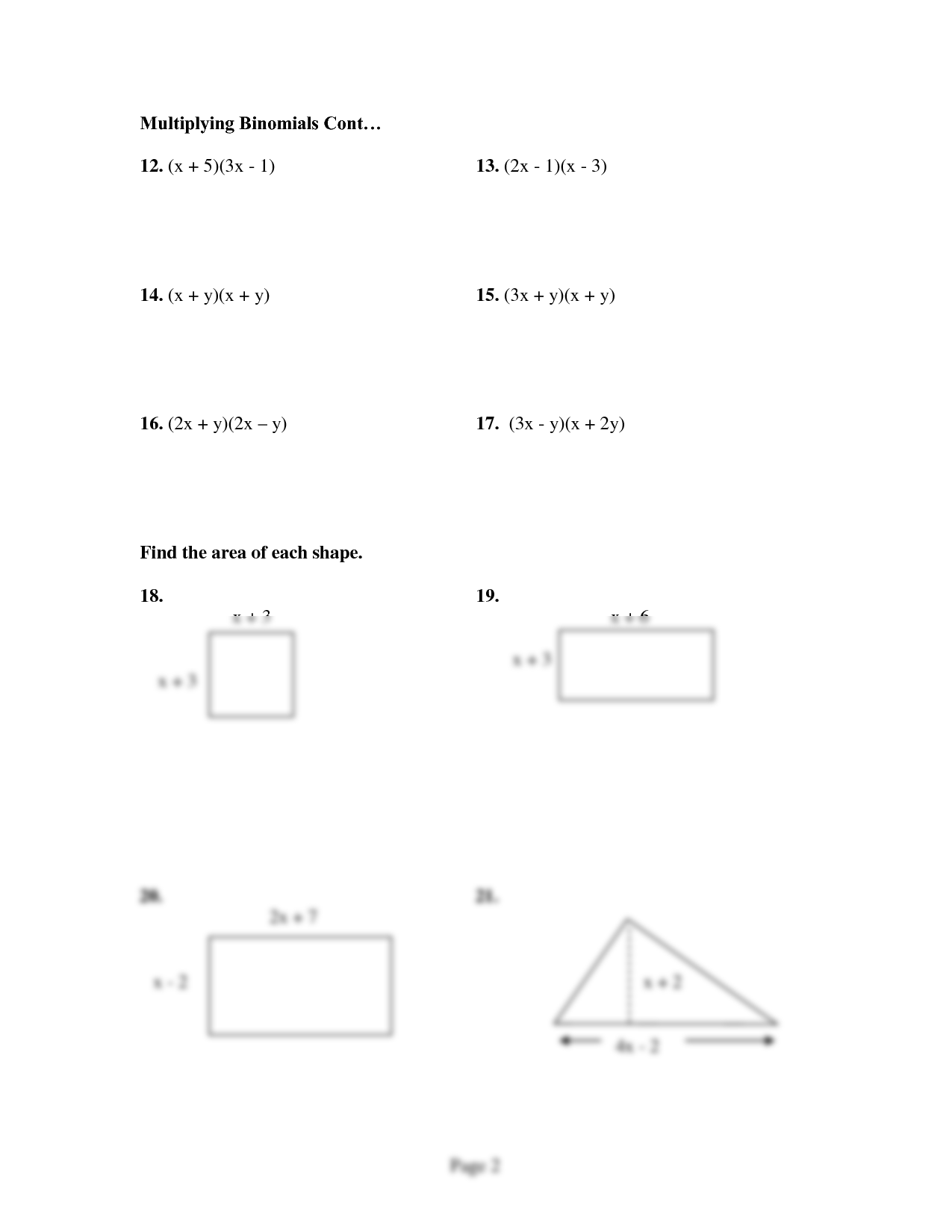 SOLUTION Foil Worksheet Multiplying Binomials Studypool Worksheets