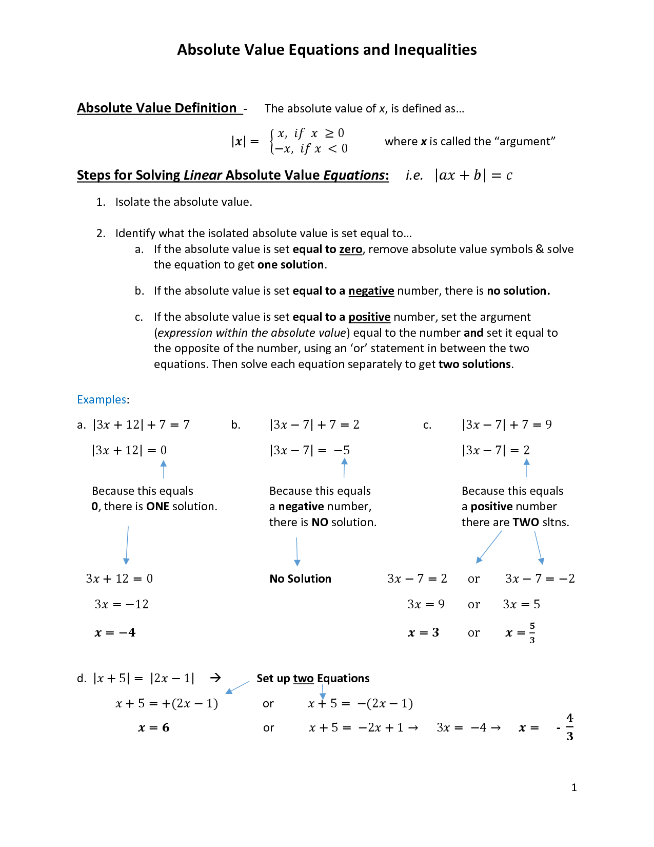 SOLUTION Solving Absolute Value Equations And Inequalities 