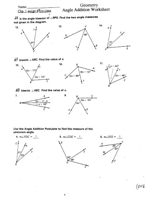 SOLUTION Unit 1 Angle Addition Postulate Geometry Basics 