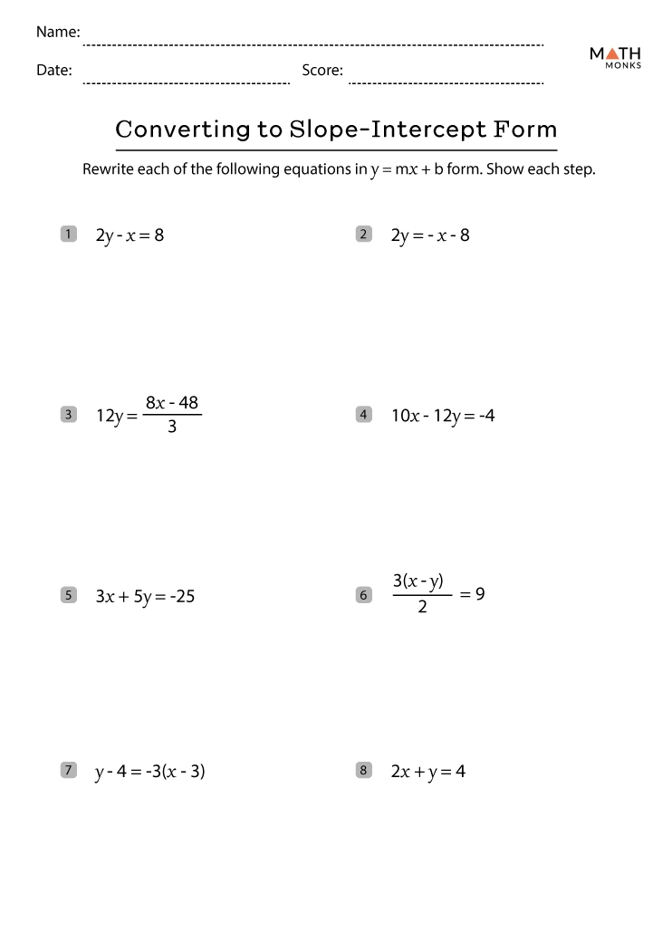 slope worksheet
