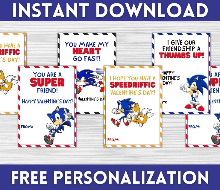 Sonic Hedgehog Valentine Cards Kids Valentine Cards Printable Valentine 