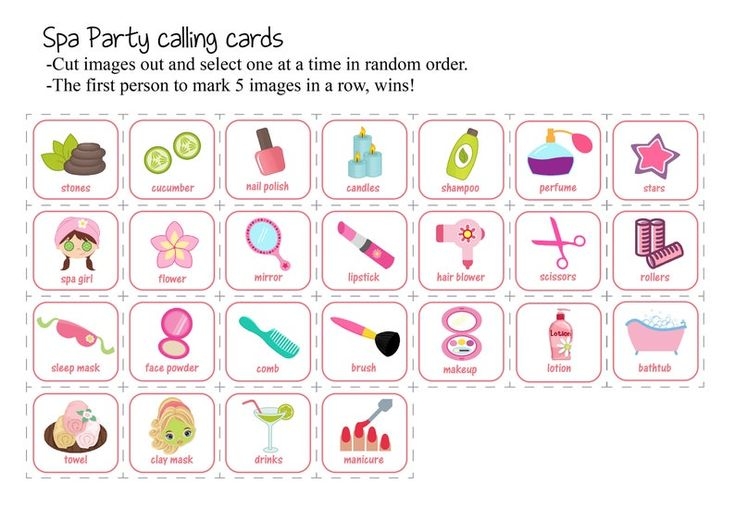 Spa Party Bingo Game Spa Bingo Spa Party Printable Bingo Game Instant