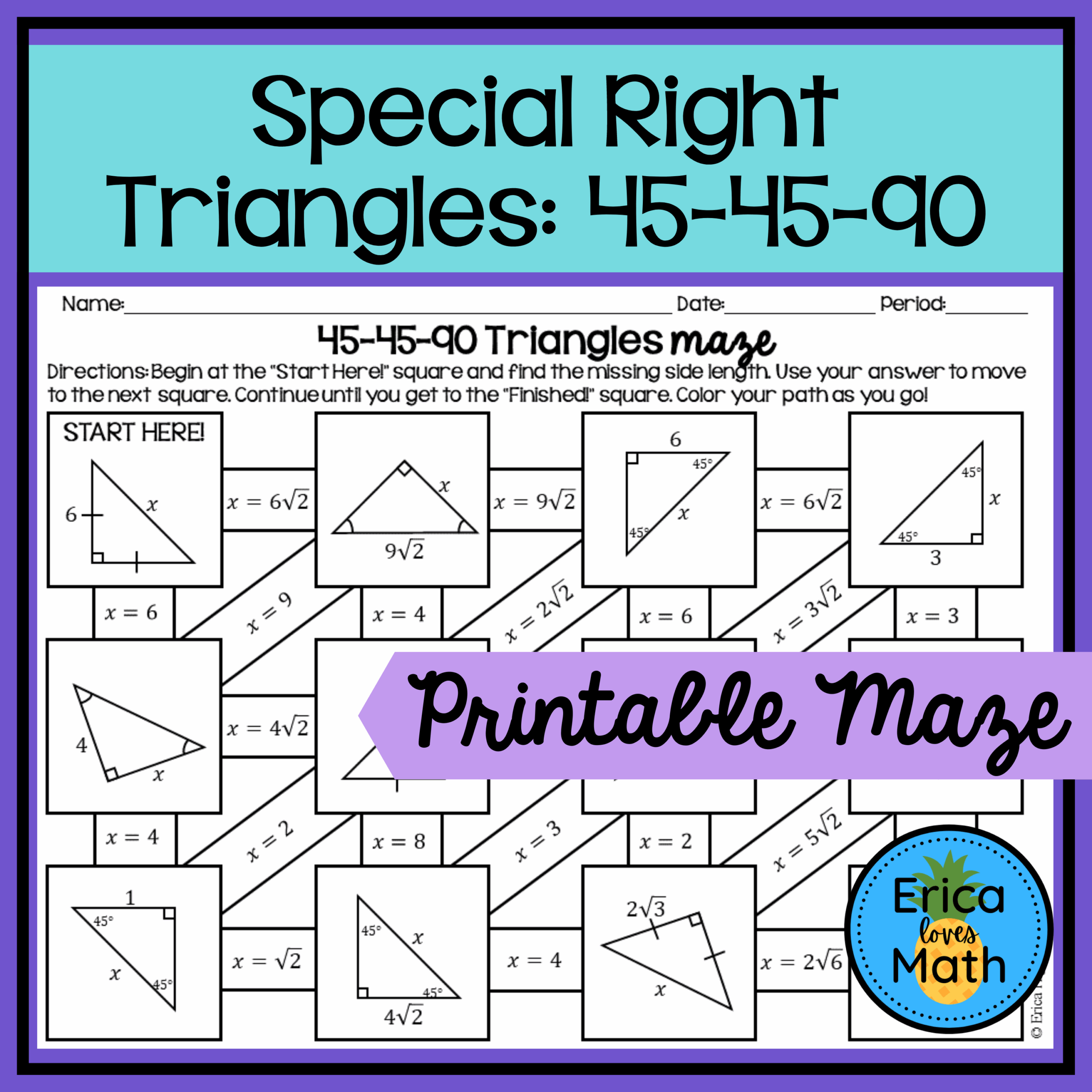 special triangles worksheet