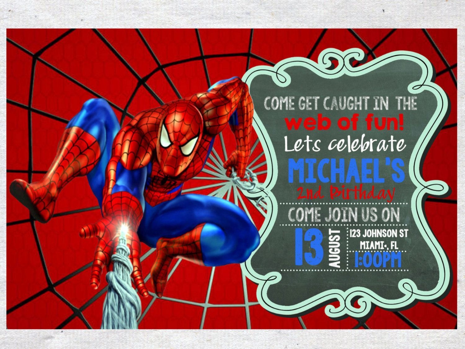 spiderman birthday invitation template