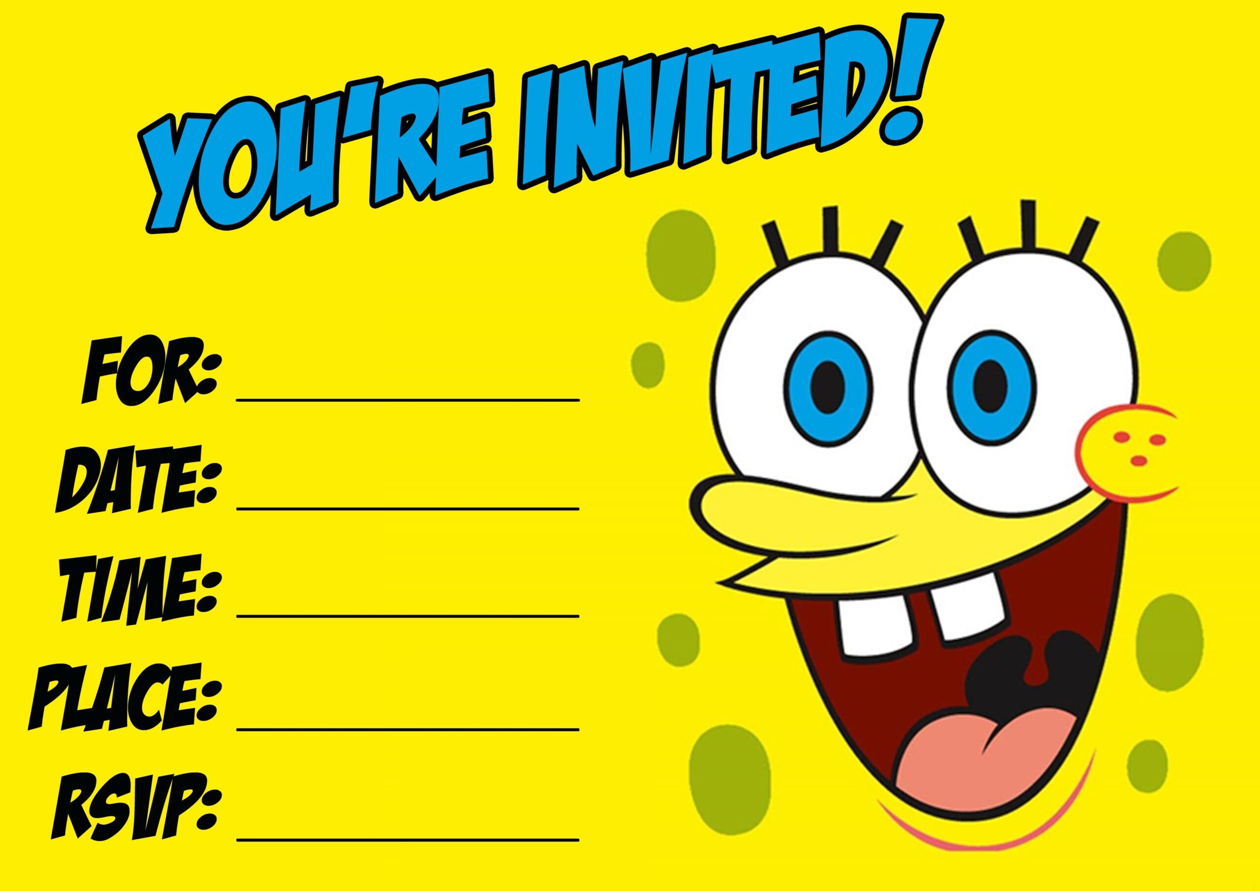 Spongebob Invitations Template Social Media Template