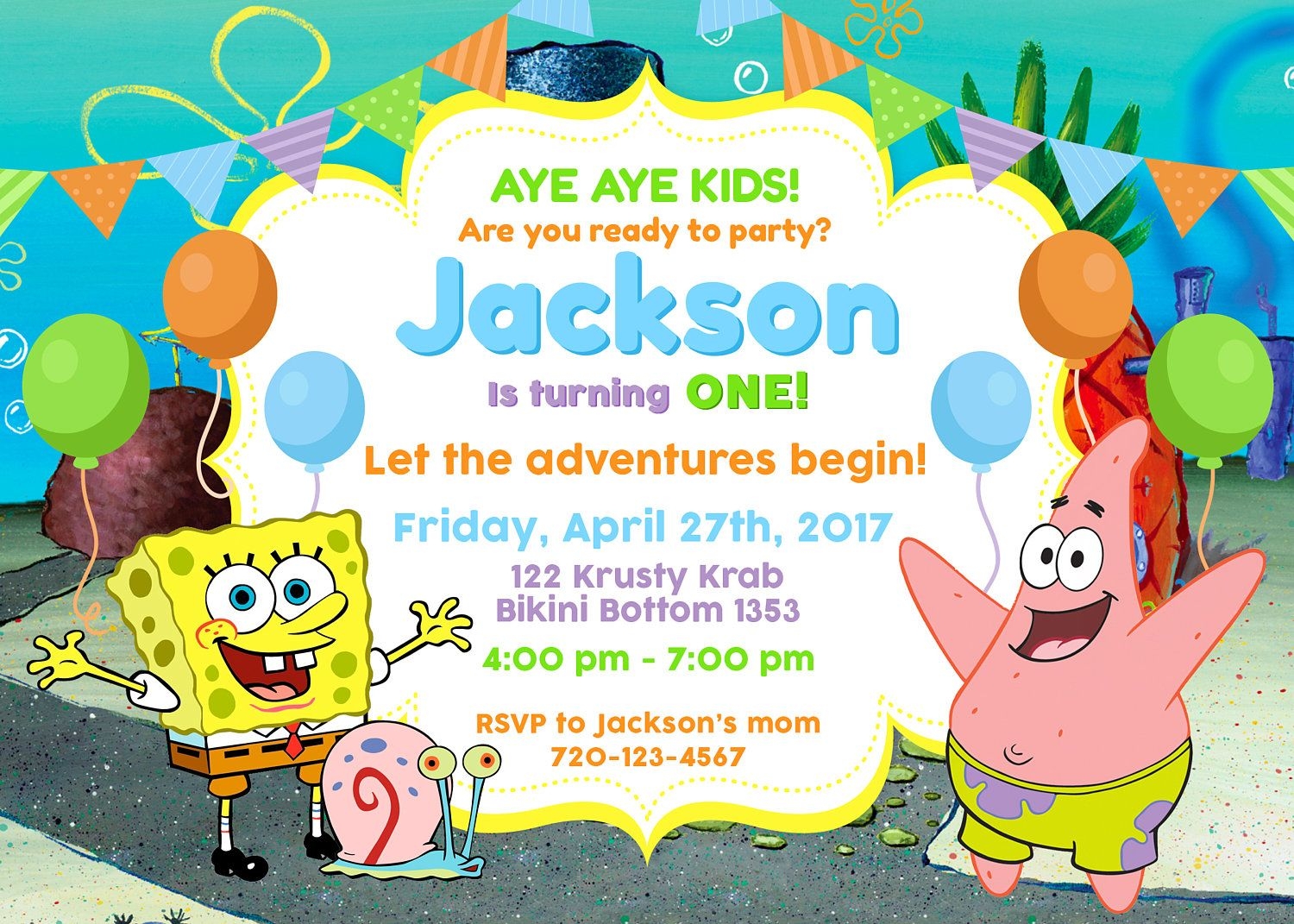 Spongebob Invitations Template Social Media Template