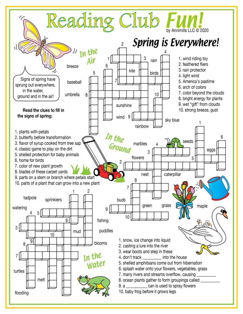 free printable spring crossword puzzles