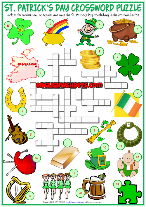 st patrick's day crossword puzzles printable