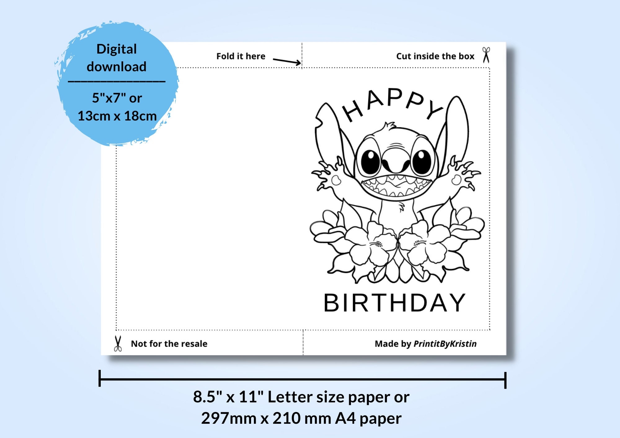 free printable stitch birthday card