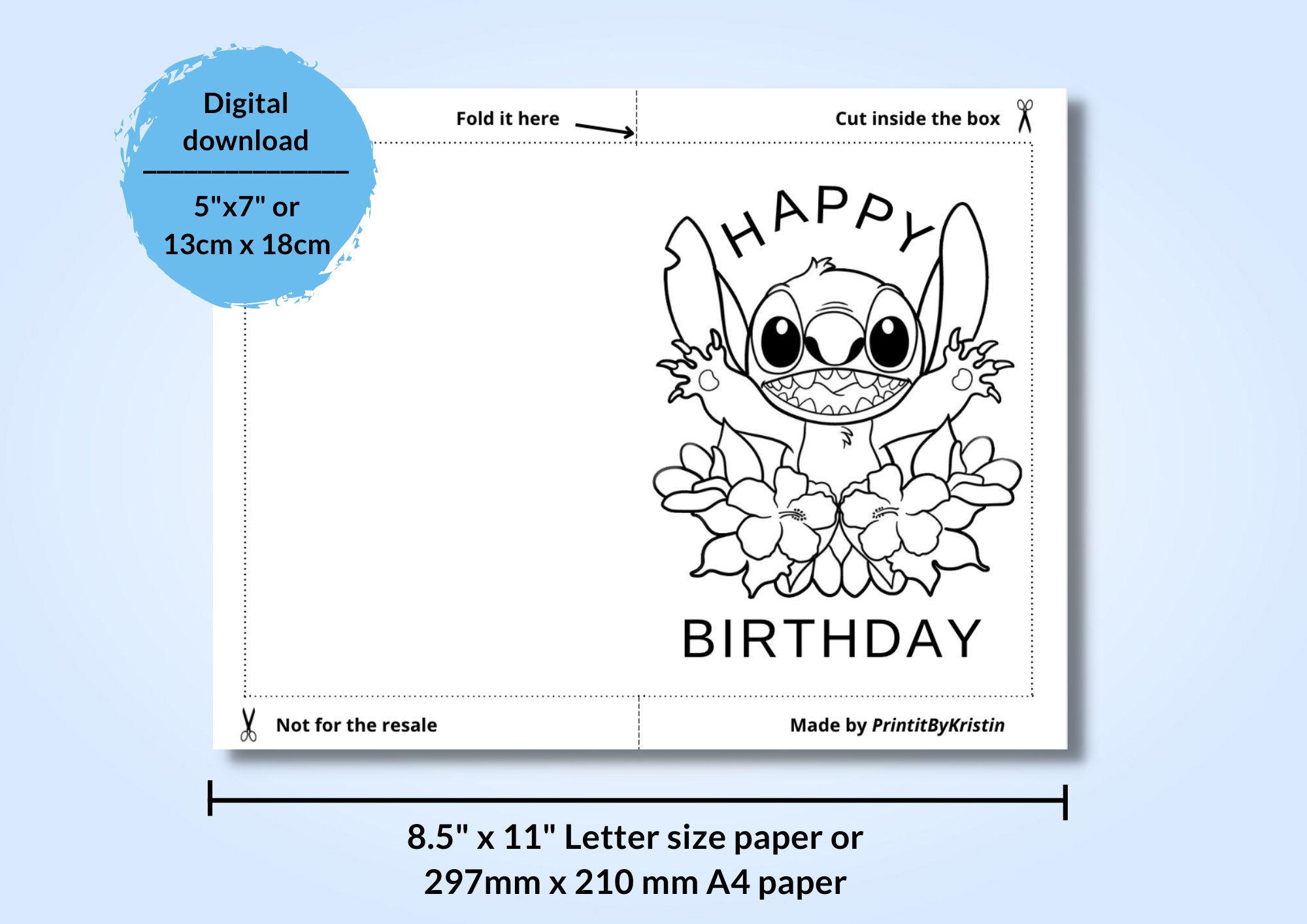 Stitch Birthday Card Printable