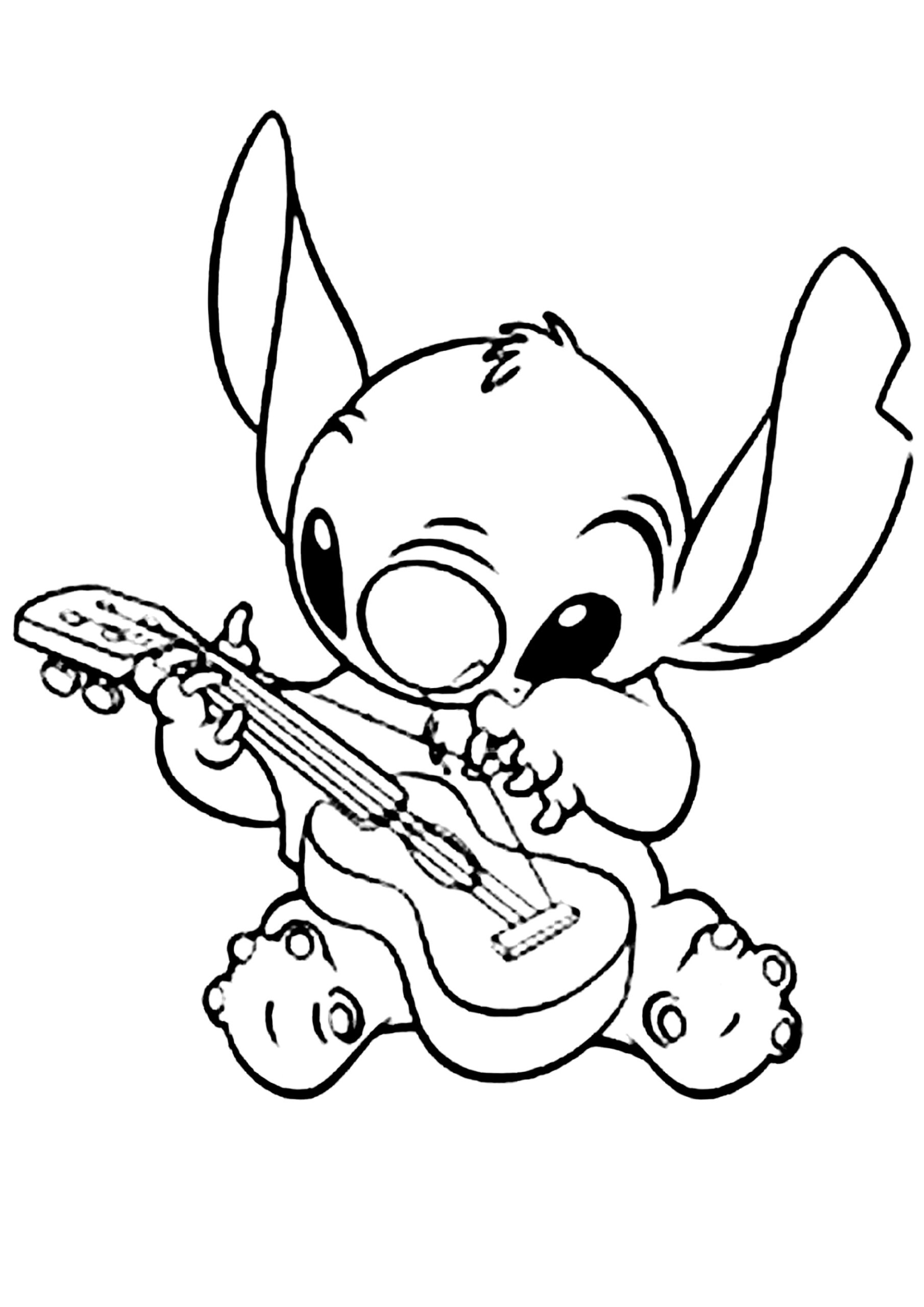 Stitch Plays Guitar Lilo And Stitch Coloring Pages
