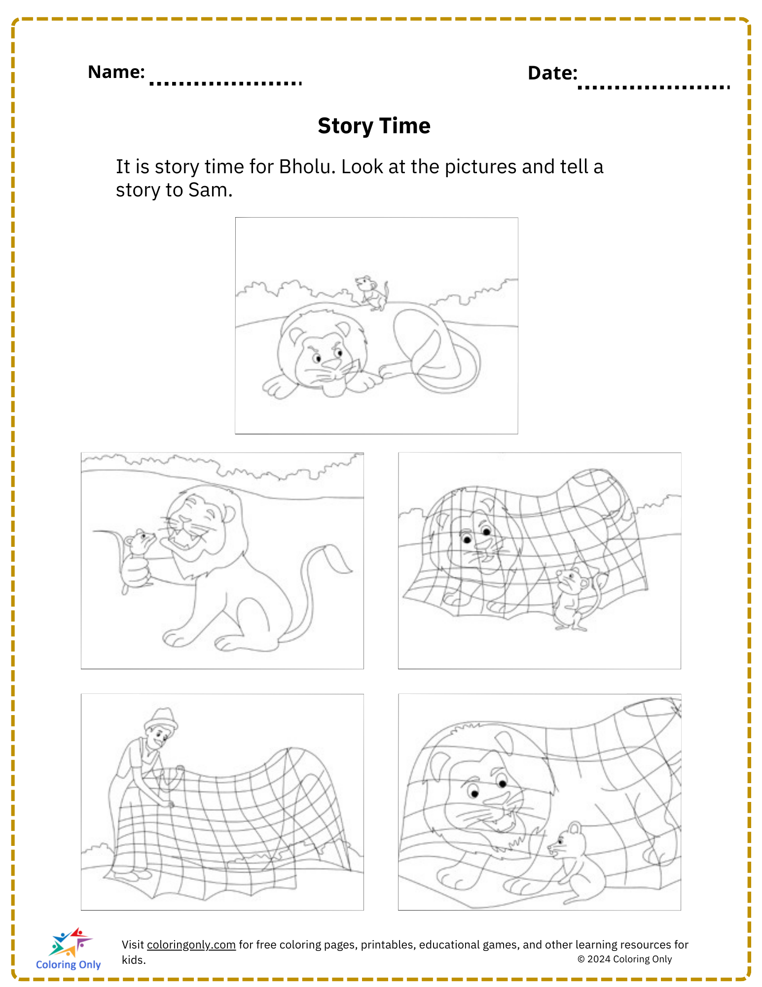 Story Time Free Printable Worksheet