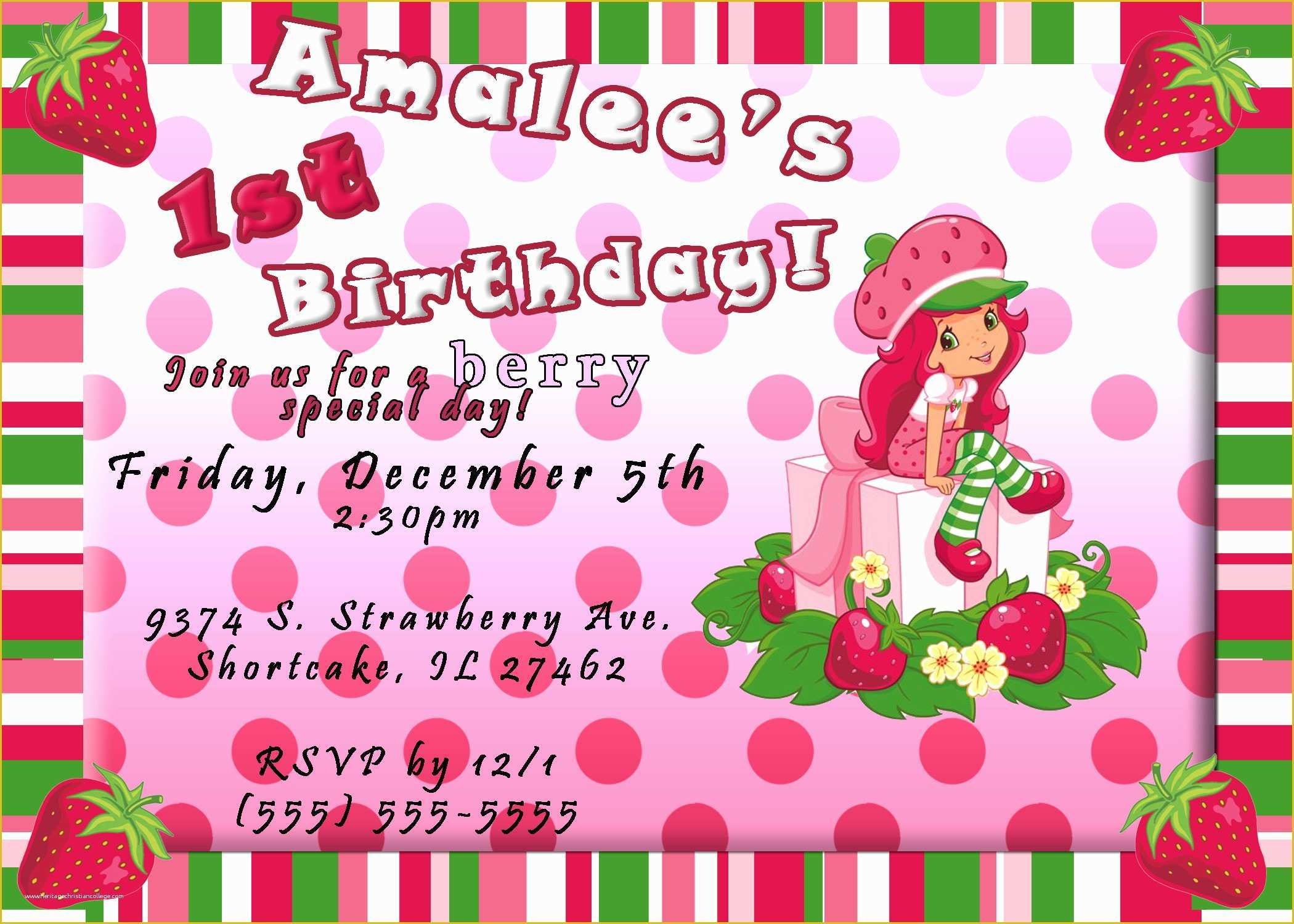 strawberry shortcake invitation template