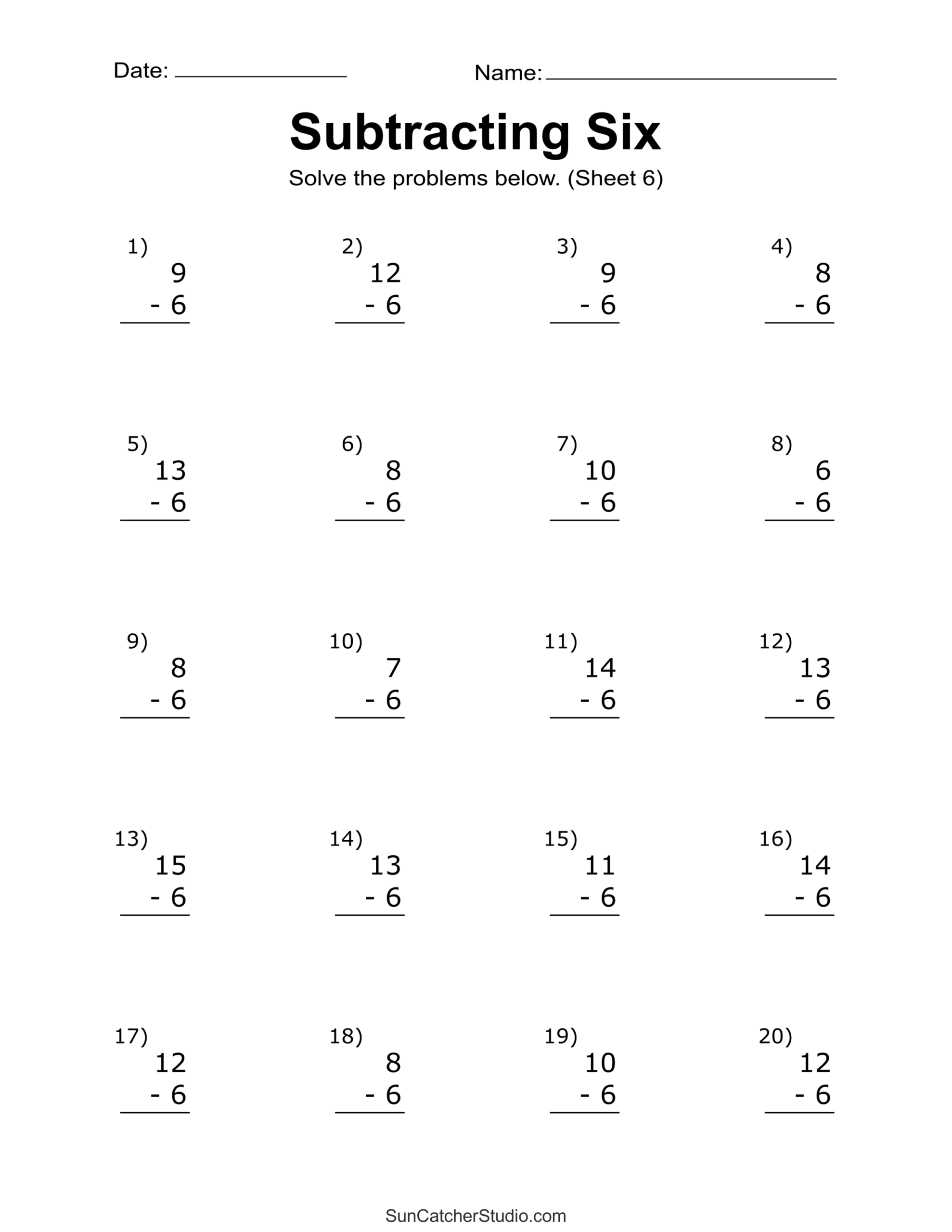 math subtraction worksheets