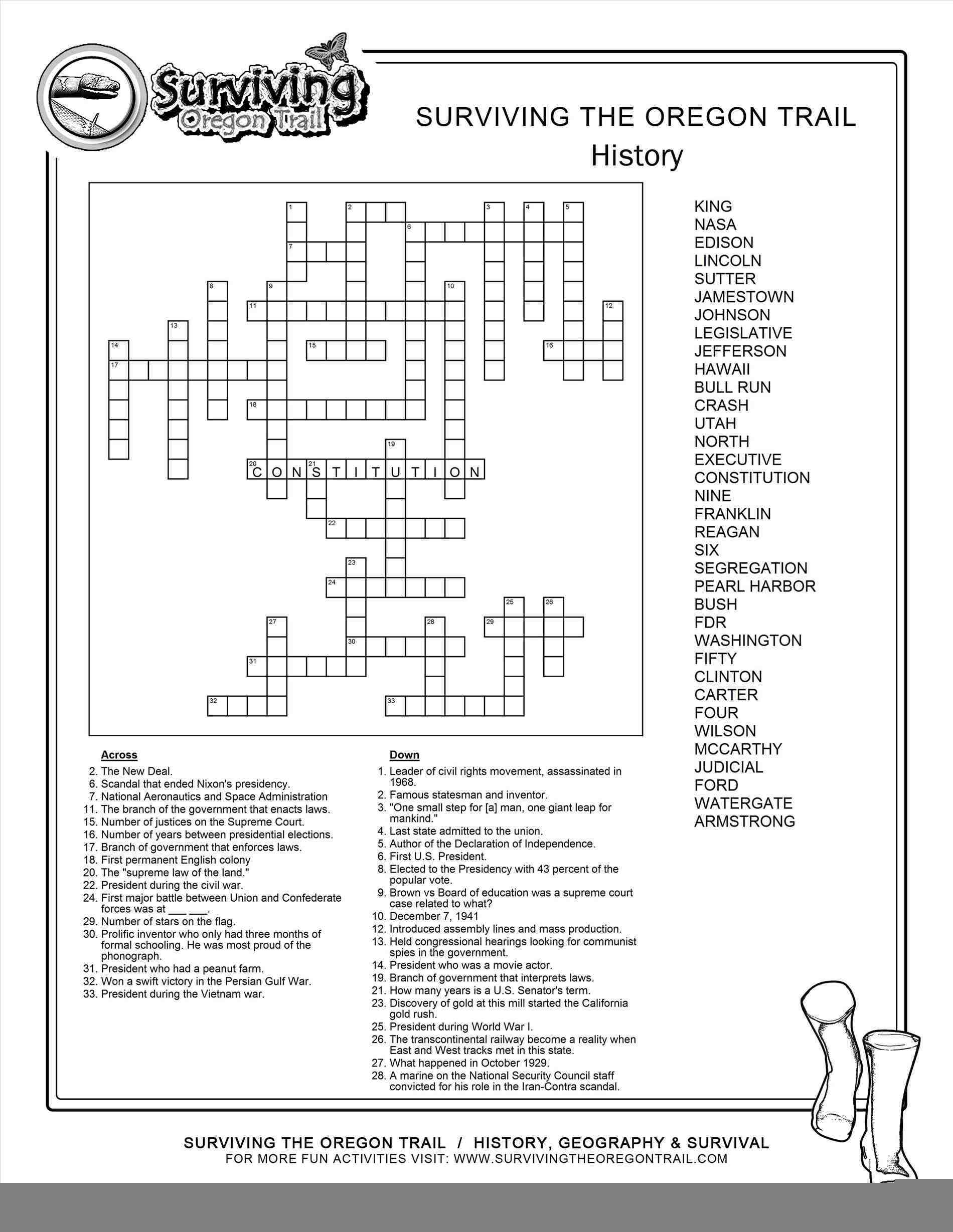 Summer Crossword Puzzle Printable Middle School Printable Crossword 