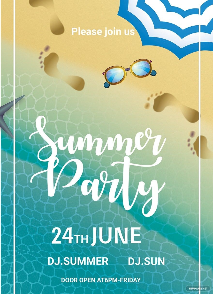 Summer Party Invitation Template In Pages Word Illustrator Publisher