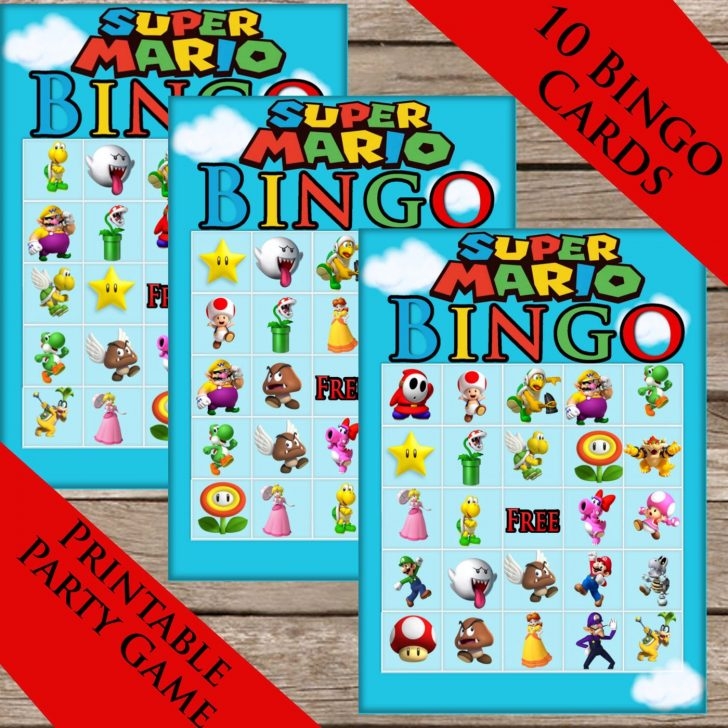 Super Mario Bros Bingo 10 Extra Cards Digital Download Printable 