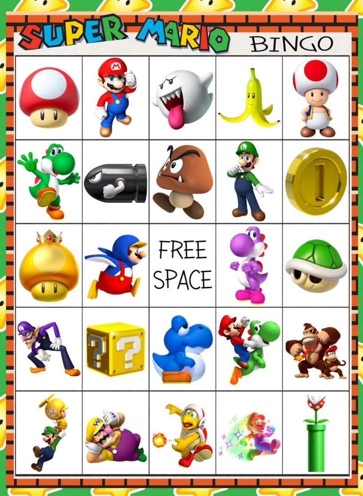 Super Mario Brothers Bingo 10 Card Etsy Mario Printable Bingo Cards