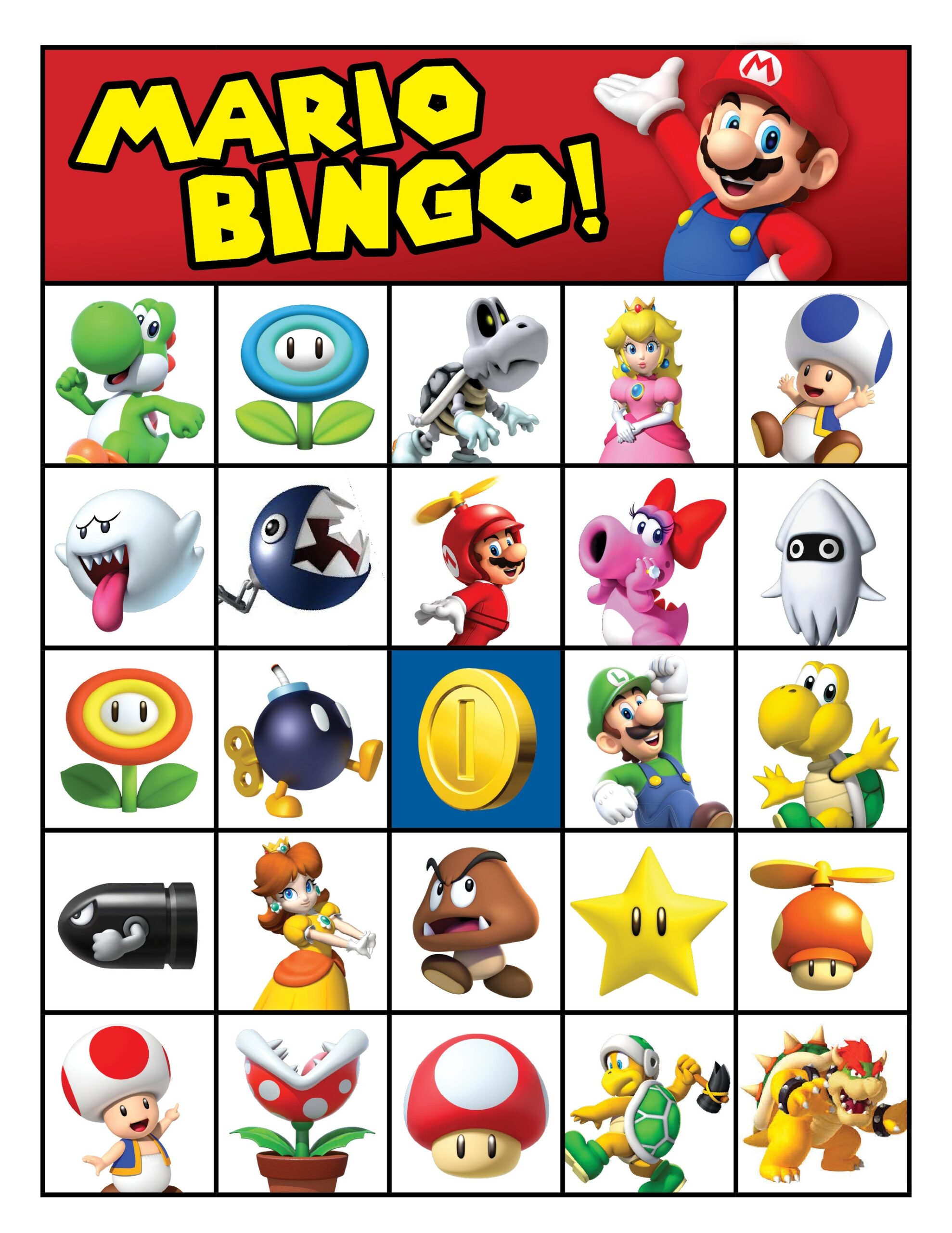 Super Mario Printable Bingo Cards 8 5 X 11 8 Etsy