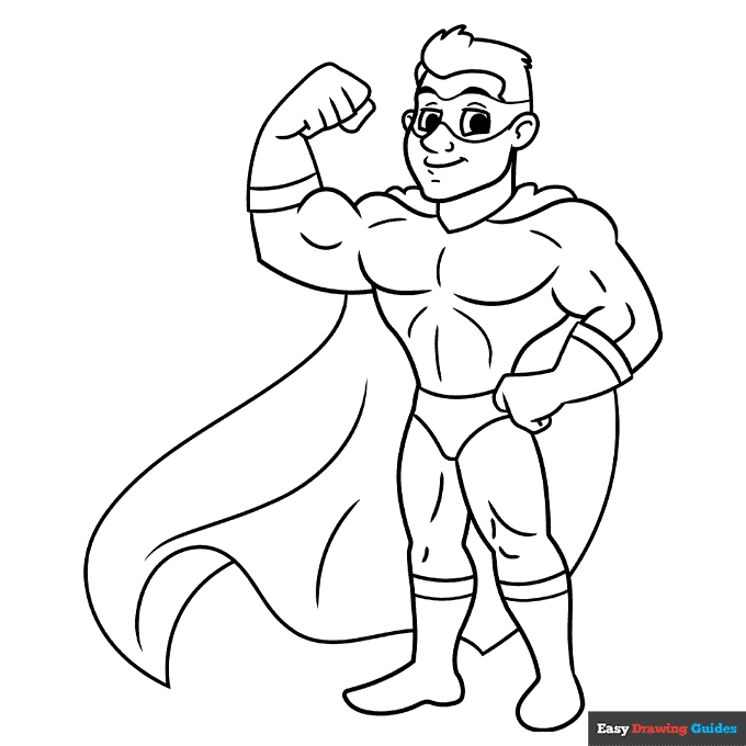Superhero Coloring Page Easy Drawing Guides