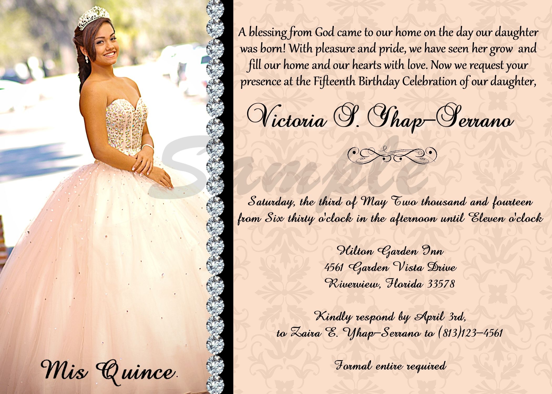 free templates for quinceanera invitations