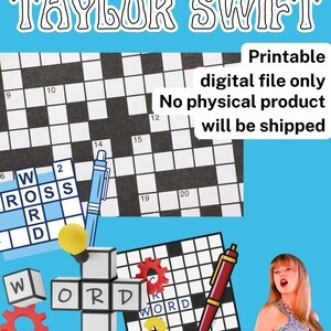 Taylor Swift Crossword Puzzle Etsy