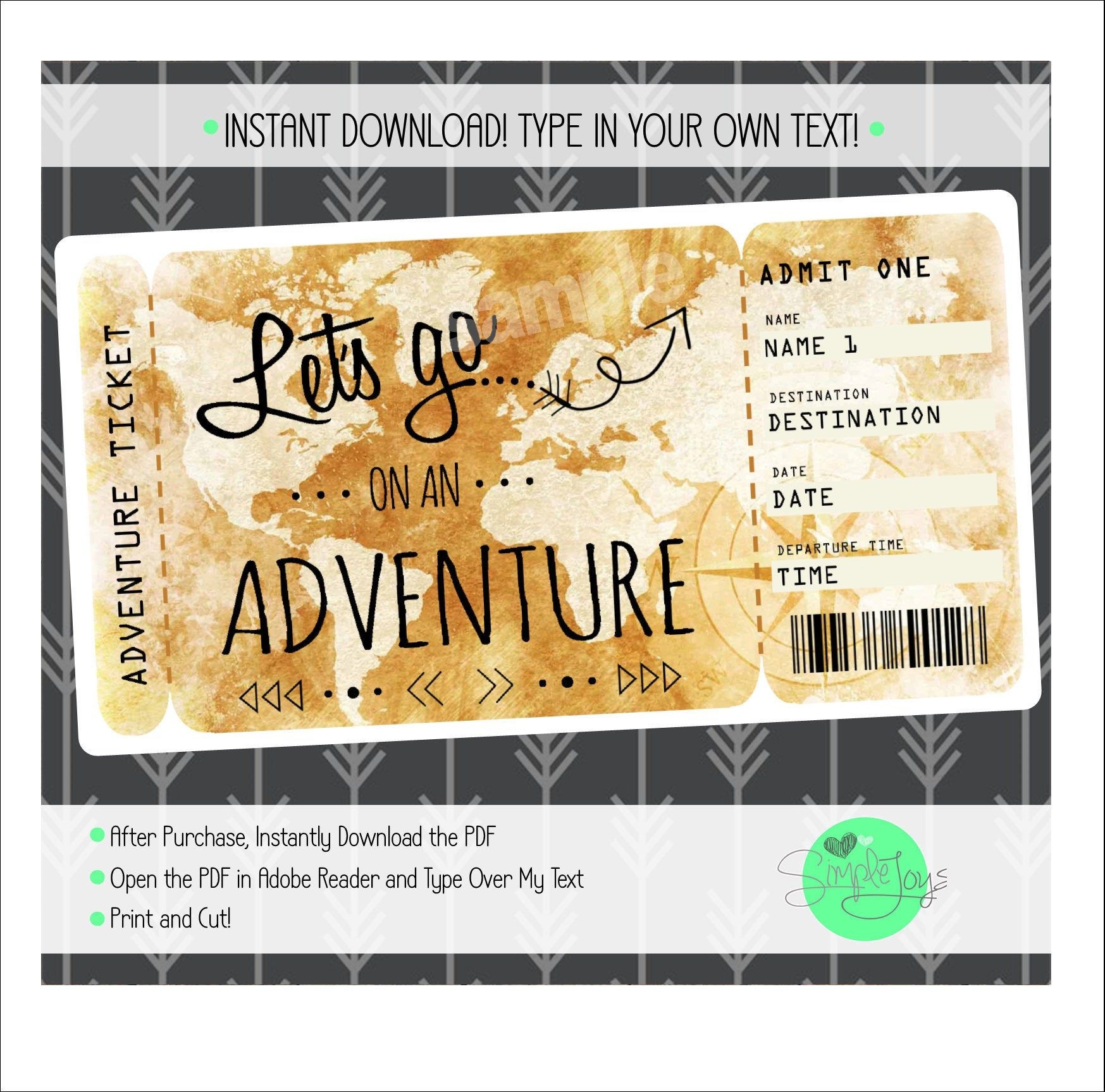 Template Free Printable Surprise Vacation Tickets Printable Word Searches