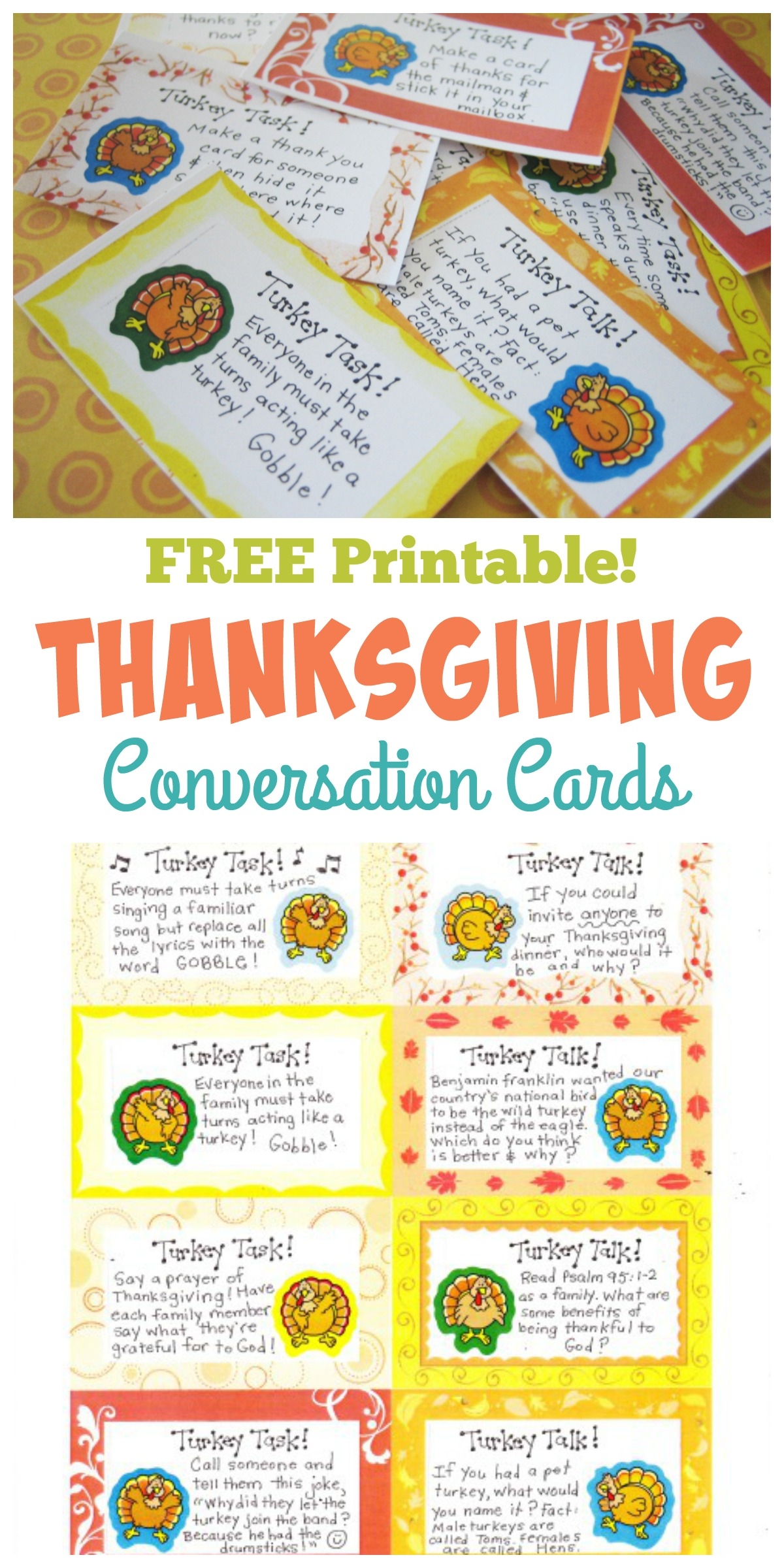 Thanksgiving Conversation Cards FREE Printables Happy Home Fairy