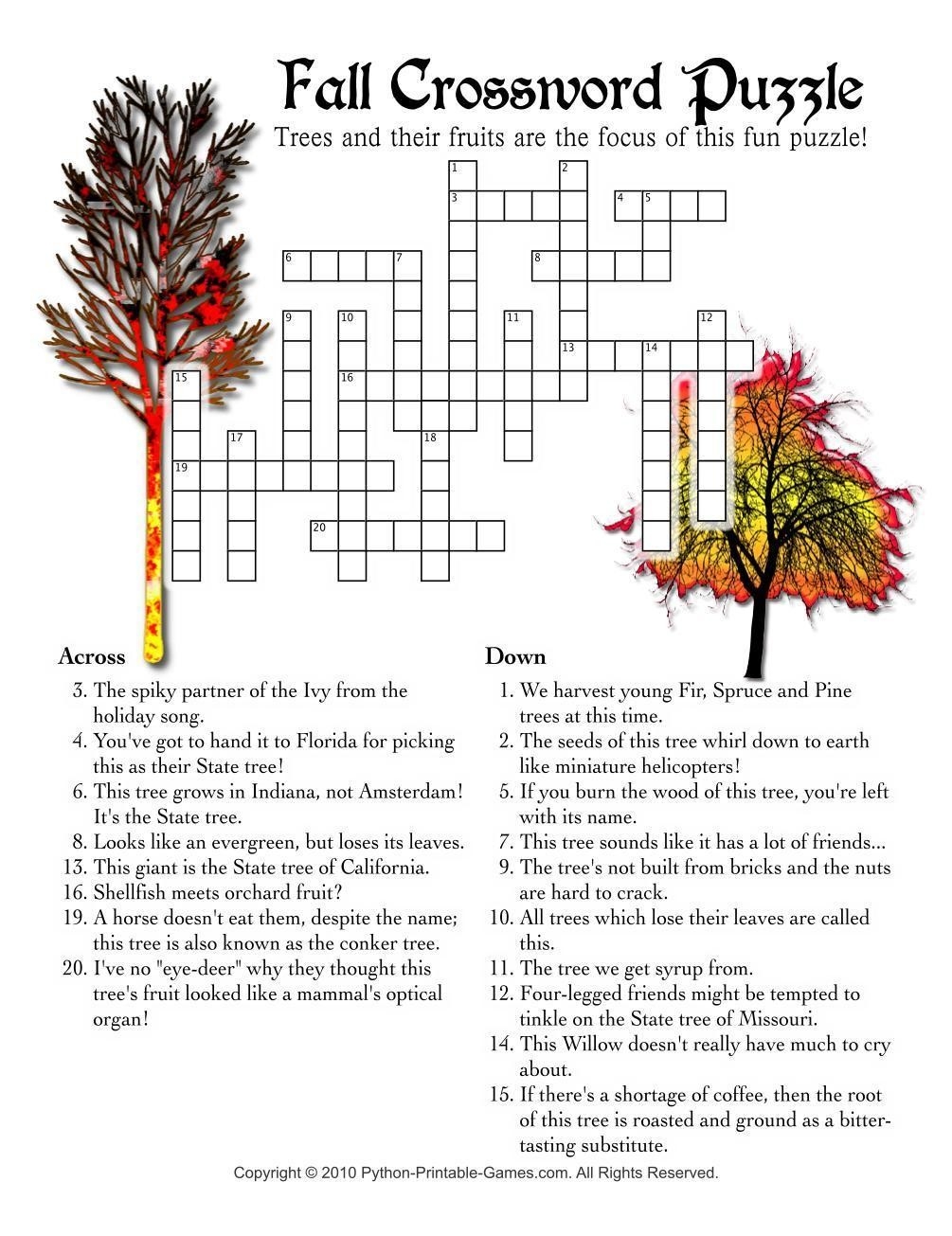 thanksgiving printable crossword puzzles
