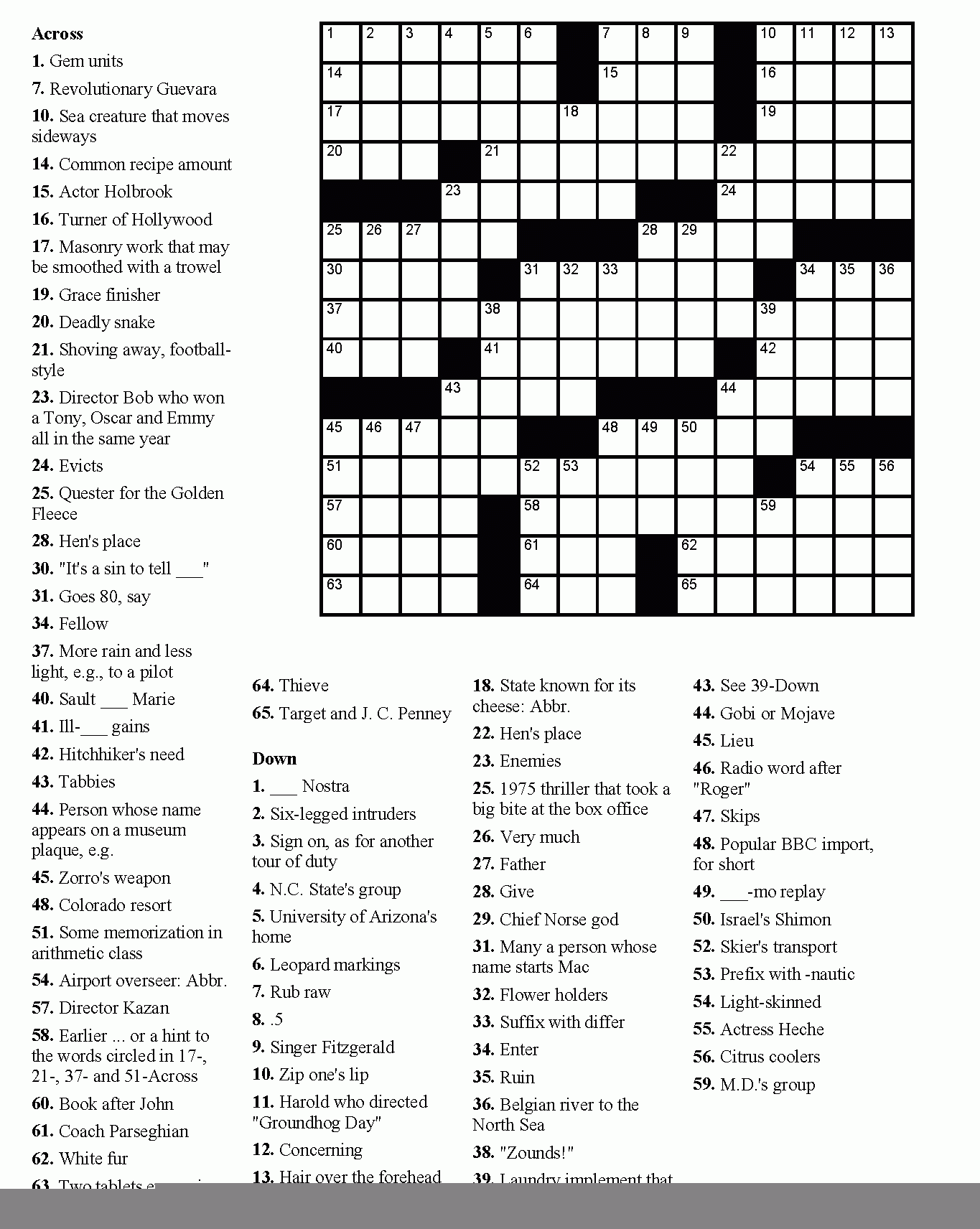 The Daily Commuter Crossword Puzzle Printable Pdf Free Printable Online