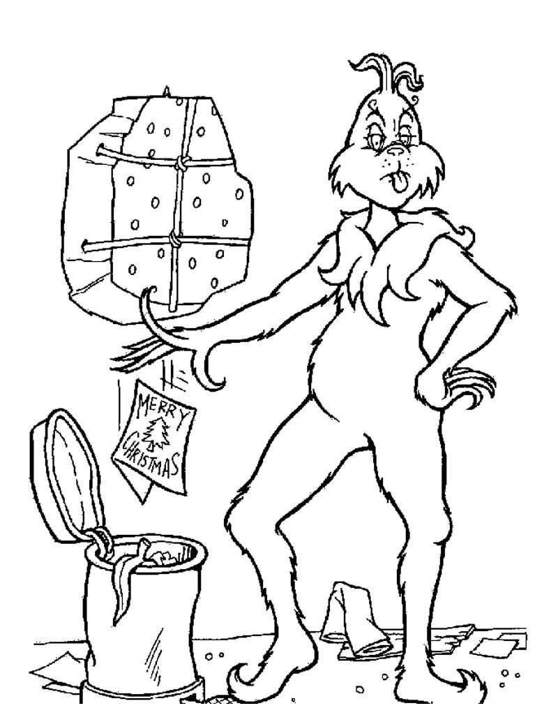 The Grinch Throws Christmas Letters Out Coloring Pages Hellokids