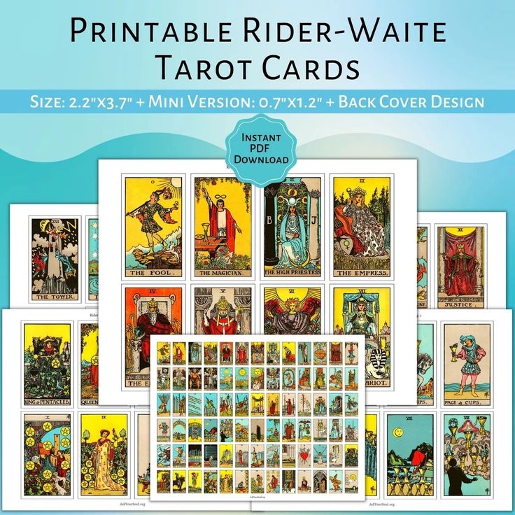 The Printable Tarot Cards Are Shown In Different Colors