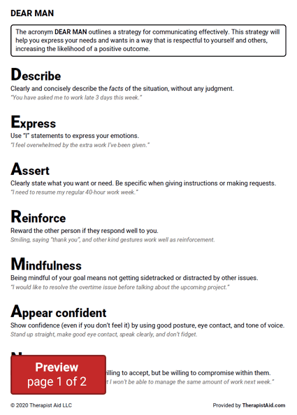 therapist aid worksheet
